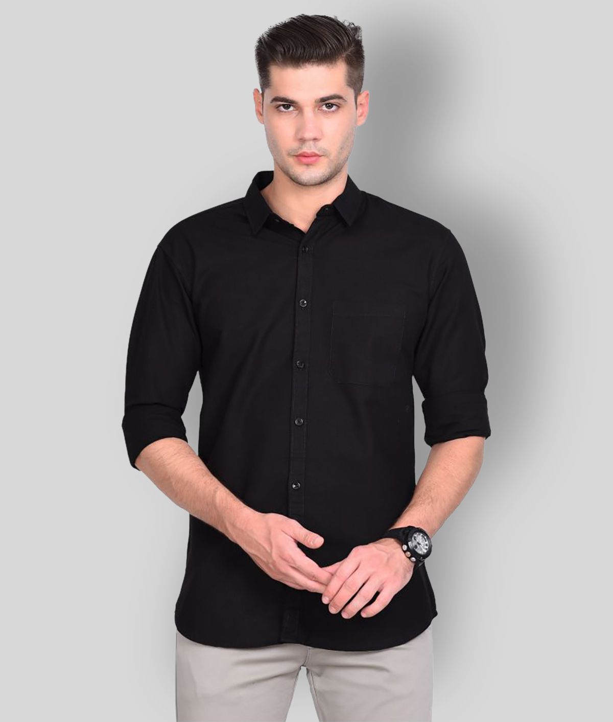    			Paul Street - Black Linen Slim Fit Men's Casual Shirt ( Pack of 1 )