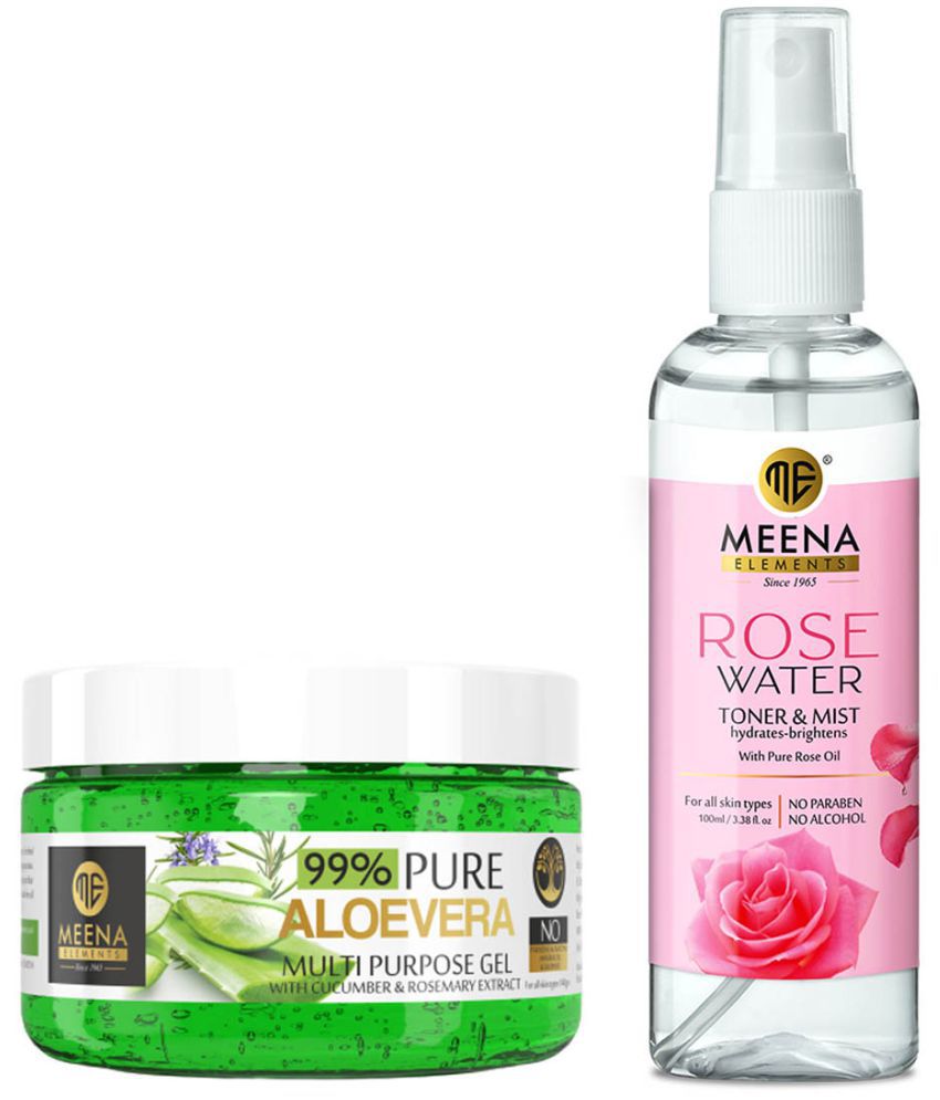     			MEENA ELEMENTS Aloe vera Gel 140 gm x 1, Rose Water 100 ml x 1, for Glowing and Healthy skin For Men & Women (Pack of 2)