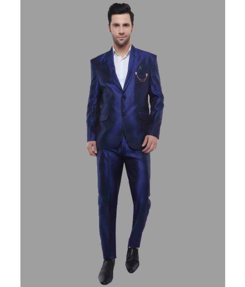     			DKGF Fashion - Blue Polyester Regular Fit Men's 2 Piece Suit ( Pack of 1 )