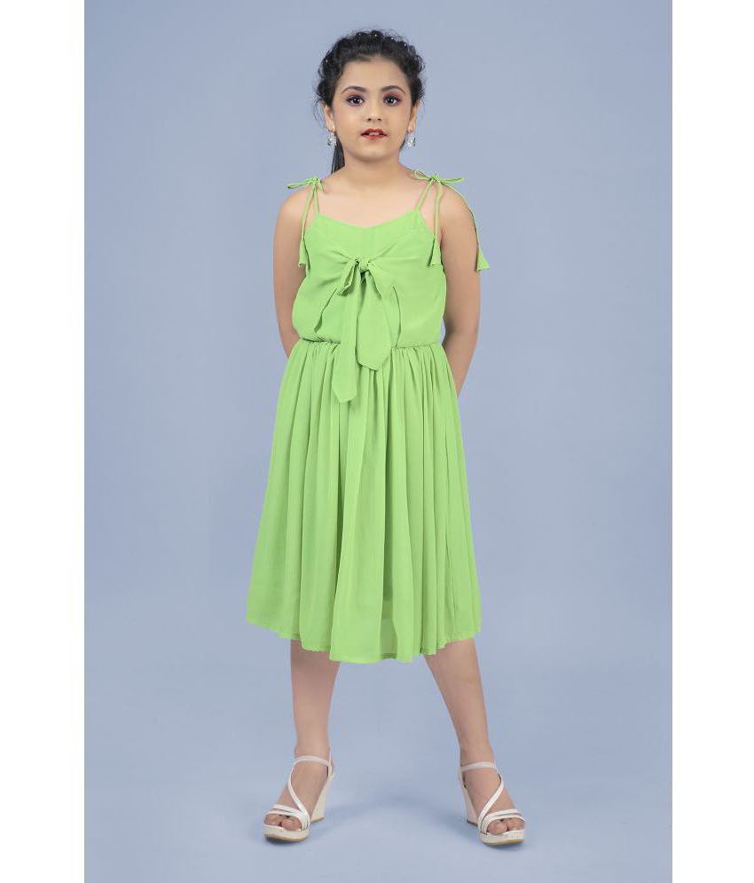     			Fashion Dream - Light Green Georgette Girls Fit And Flare Dress ( Pack of 1 )