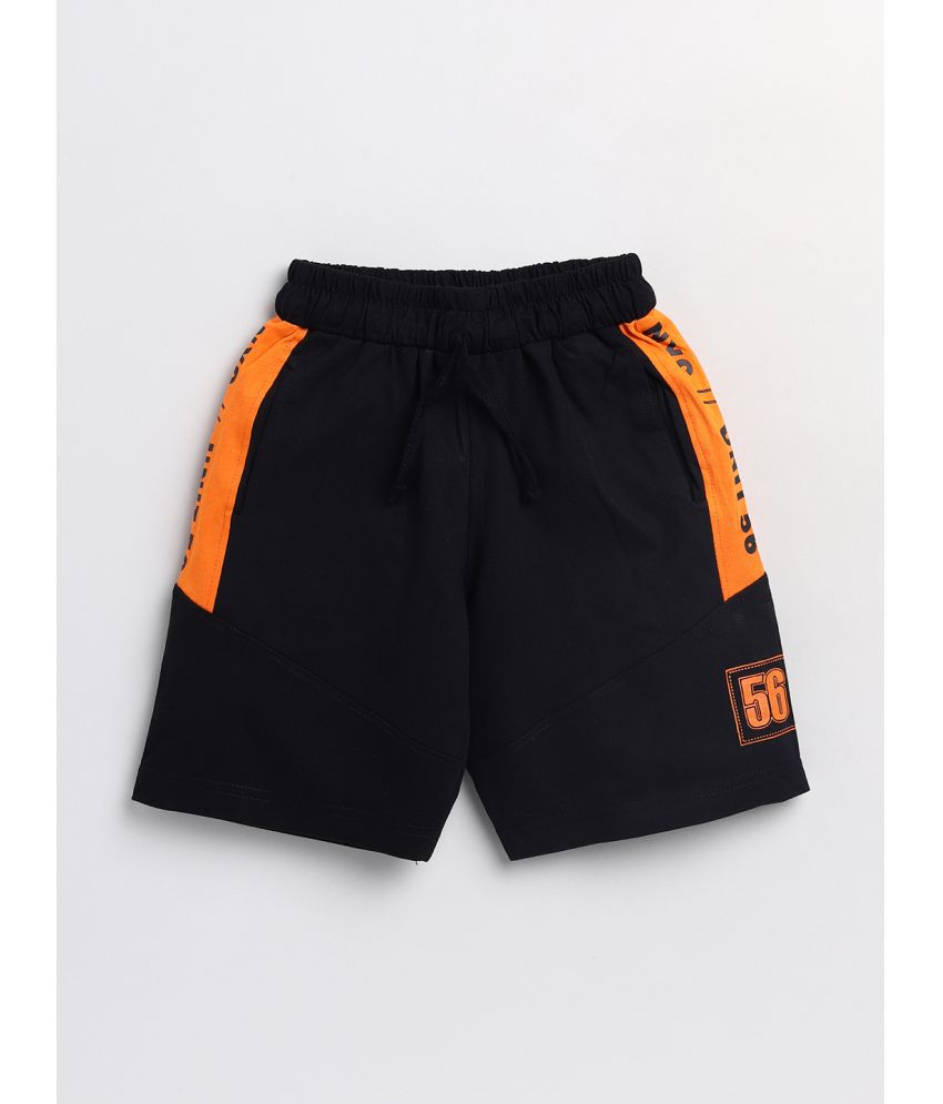     			Todd N Teen Boys Cotton Typography Printed Bermuda Regular Fit with 2 Pockets 6-7 Years Black Orange