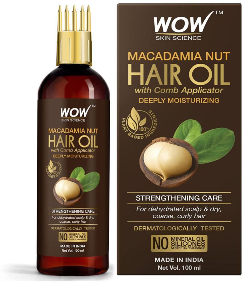 WOW Skin Science Macadamia Nut Hair Oil - with Comb Applicator - Deeply Moisturizing - Strengthening Care - 100mL