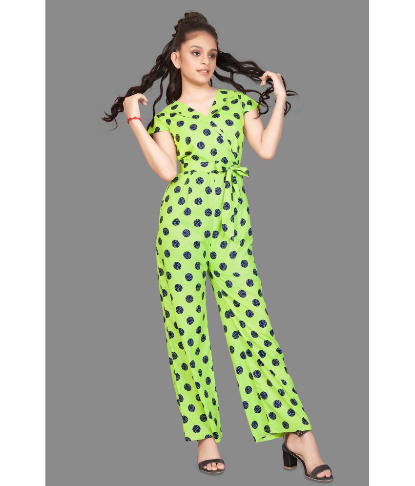     			Fashion Dream - Lime Green Crepe Girls Jumpsuit ( Pack of 1 )