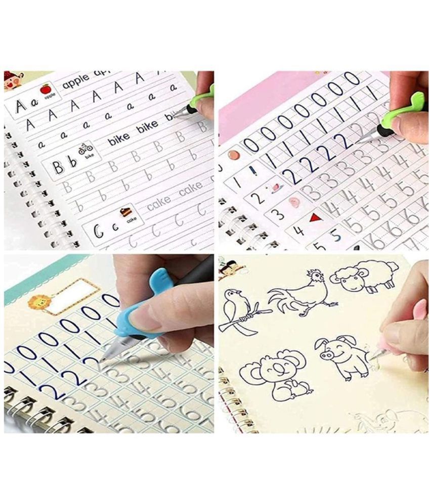     			Sank Magic Practice Copybook - (1 Pen + 1 Grip + 4 BOOKS + 10 REFILL) Number Tracing Book - Writing Book - Magic Calligraphy - Copybook Set - Calligraphy Pen - Calligraphy Book - Practical Reusable Writing Tool - Simple Hand Lettering for Preschoolers