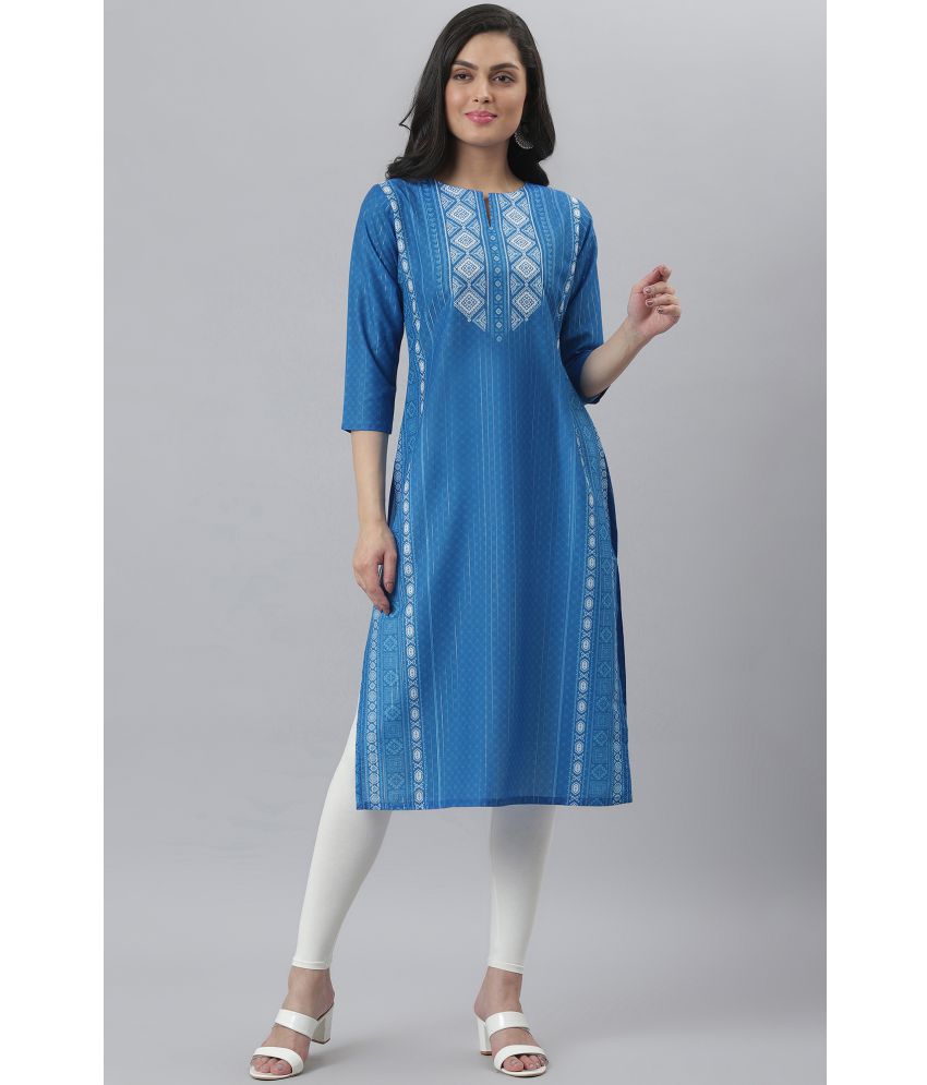 Fashion Dream - Blue Polyester Women's Straight Kurti ( Pack of 1 )