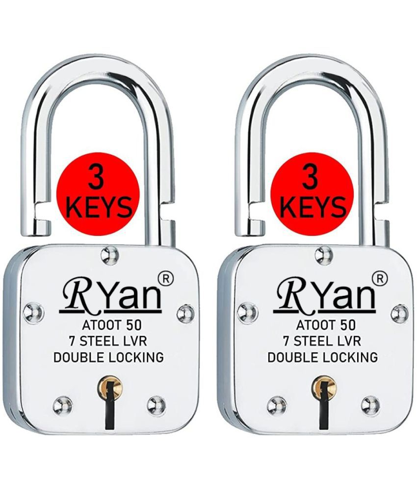 Indora Atoot 50mm link lock 6 Keys Hardened Shackle Double Locking (Pack of 2)