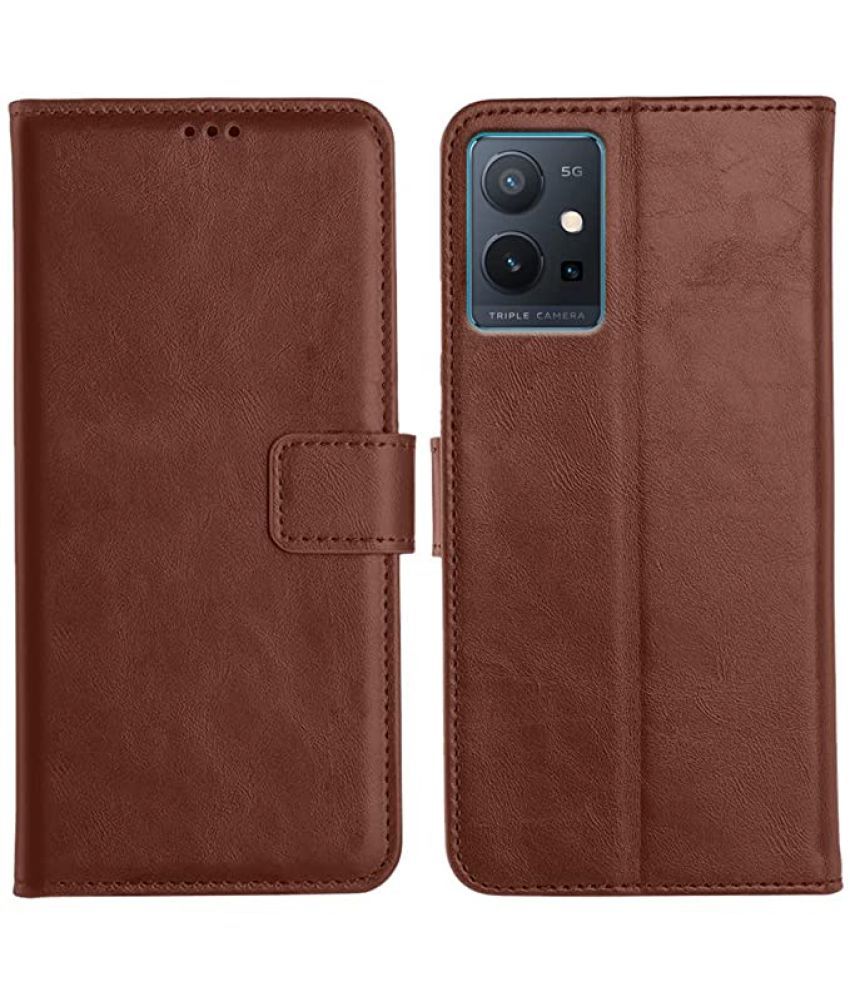     			Kosher Traders - Brown Flip Cover Compatible For Vivo T1 5g ( Pack of 1 )