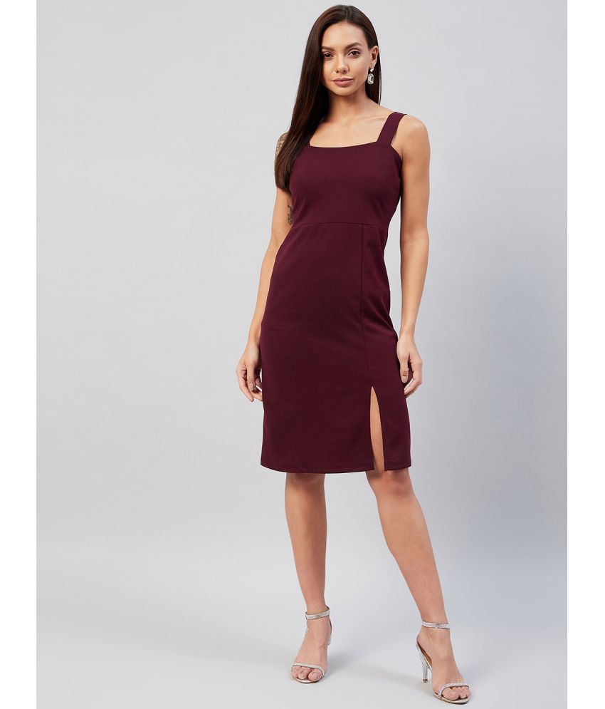     			Rare - Wine Polyester Blend Women's Bodycon Dress ( Pack of 1 )