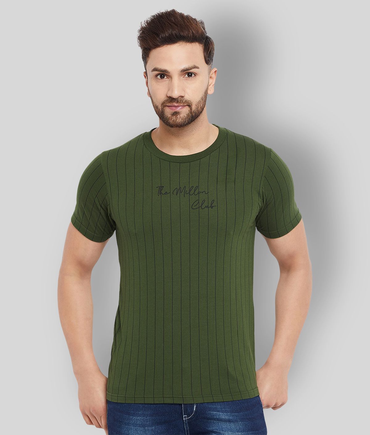     			The Million Club - Green Cotton Blend Regular Fit Men's T-Shirt ( Pack of 1 )