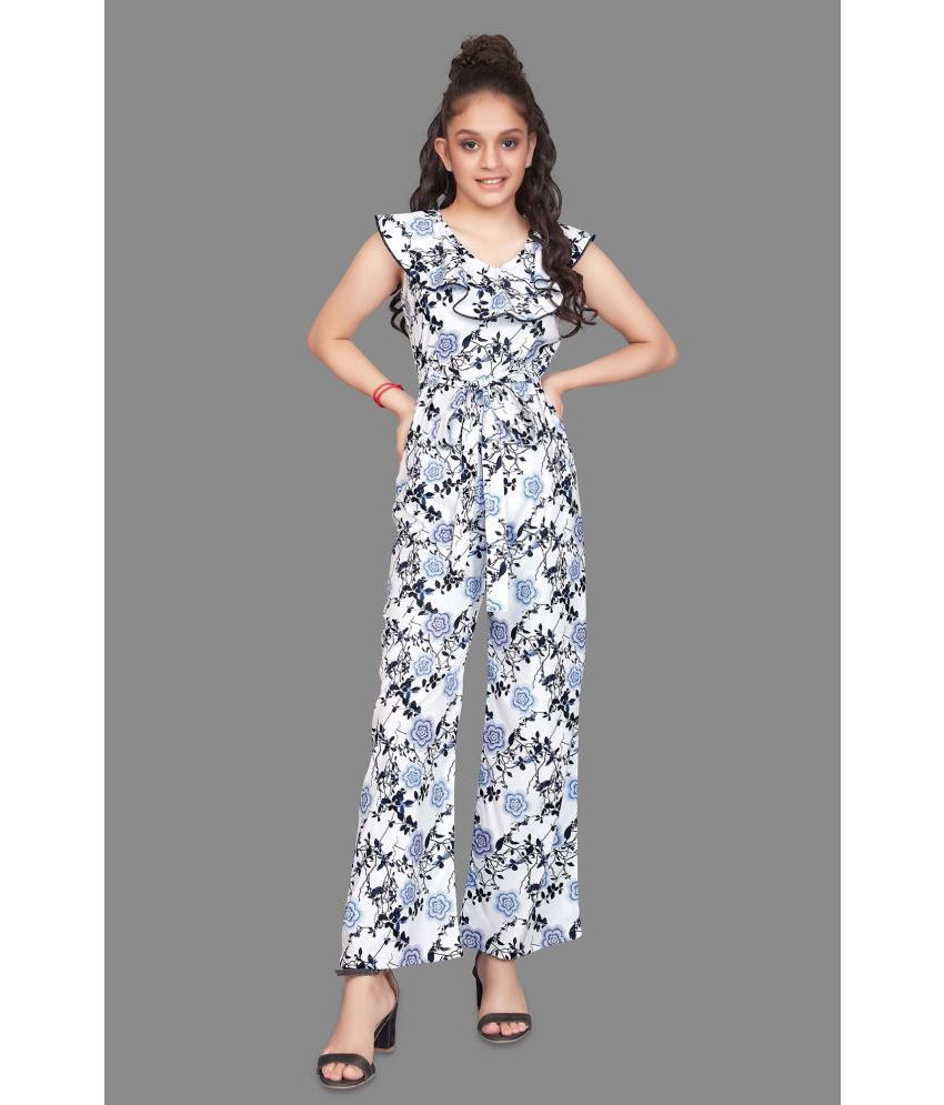     			MIRROW TRADE - White Crepe Girls Jumpsuit ( Pack of 1 )