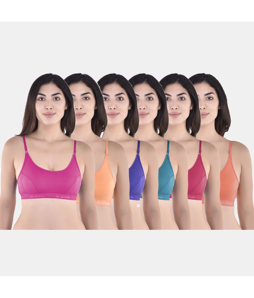     			SK Dreams - Multicolor Cotton Non Padded Women's Cami bra ( Pack of 6 )
