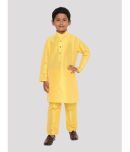 Maharaja Boys Silk Solid - Pattern Kurta Pant Set ( Yellow , Pack of 1 )