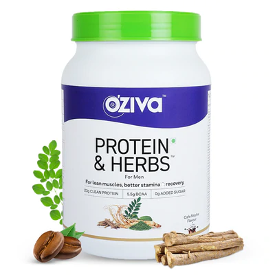 OZiva Protein & Herbs | Whey Protein for Men| For Muscles Building & Recovery | Cafe Mocha (1kg)