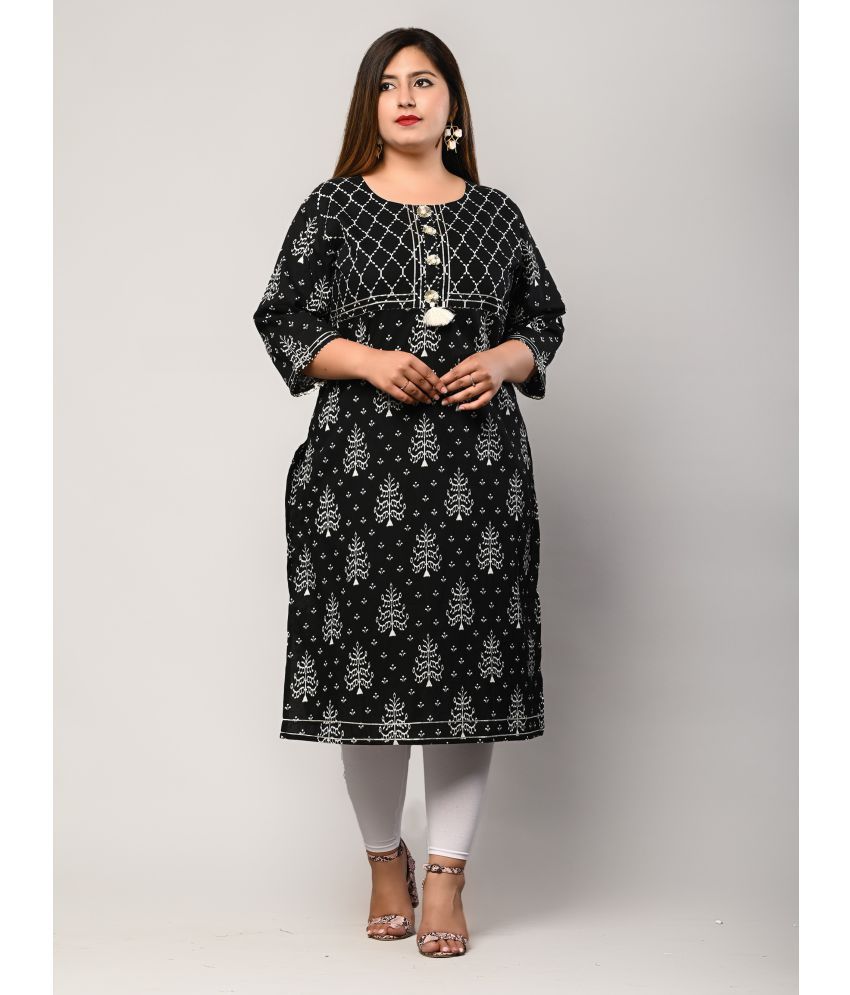     			Swasti - Black Cotton Women's Straight Kurti ( Pack of 1 )