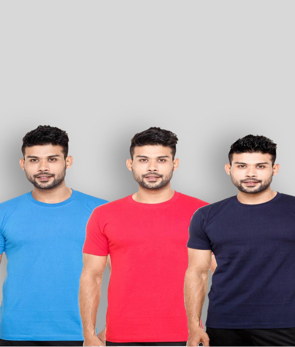     			FLEXIMAA - Blue Cotton Regular Fit Men's T-Shirt ( Pack of 3 )