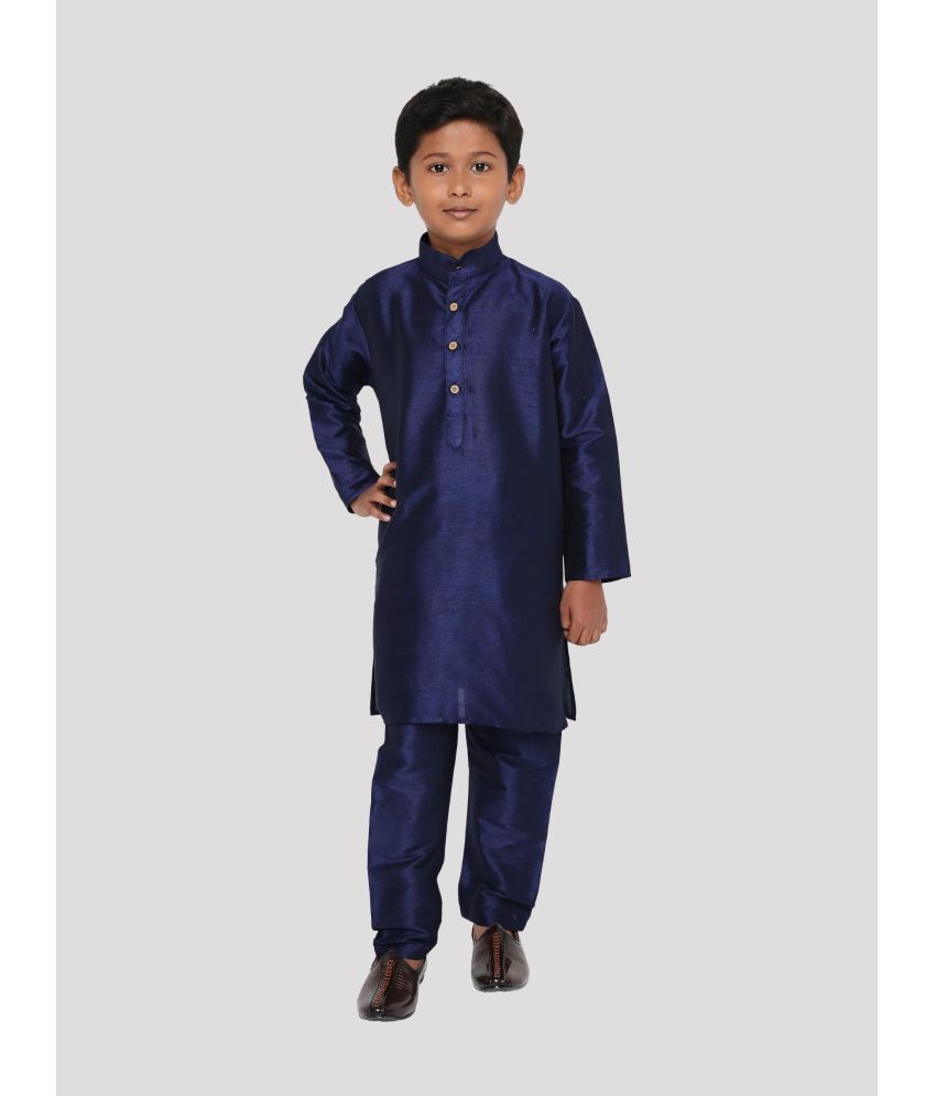     			Maharaja Pack of 1 Boys Silk Kurta Sets ( Dark Blue )