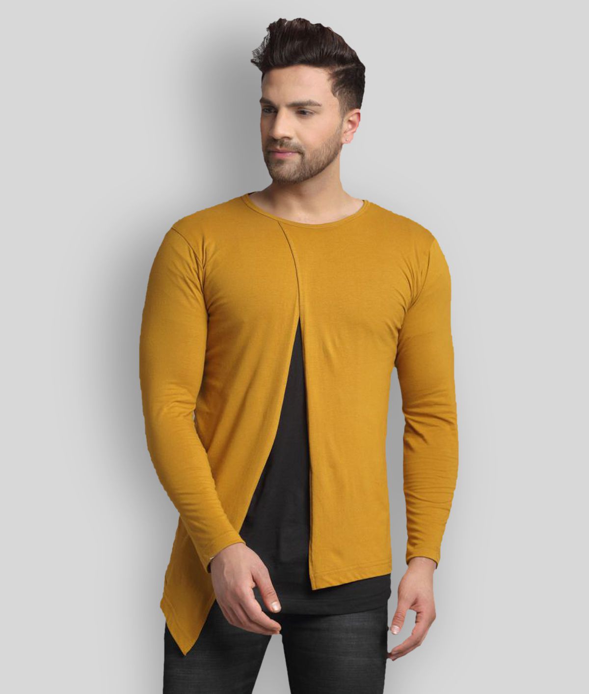     			Rigo - Mustard Cotton Slim Fit Men's T-Shirt ( Pack of 1 )