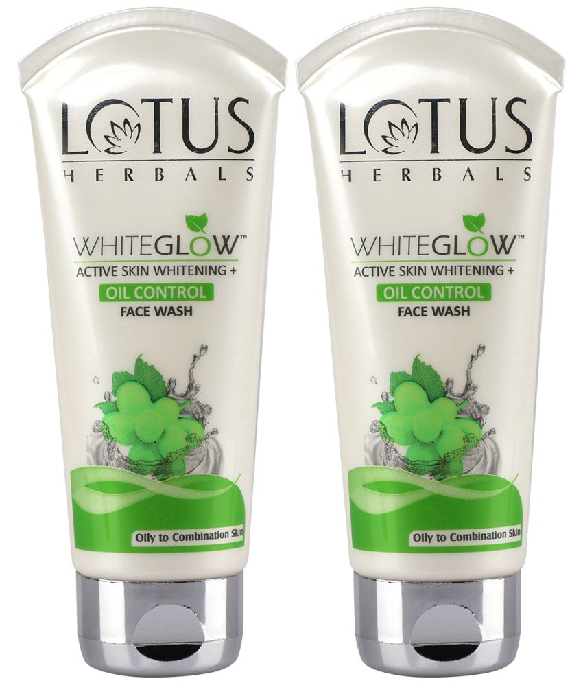     			Lotus Herbals Whiteglow Active Skin Whitening + Oil Control Face Wash Pack of 2