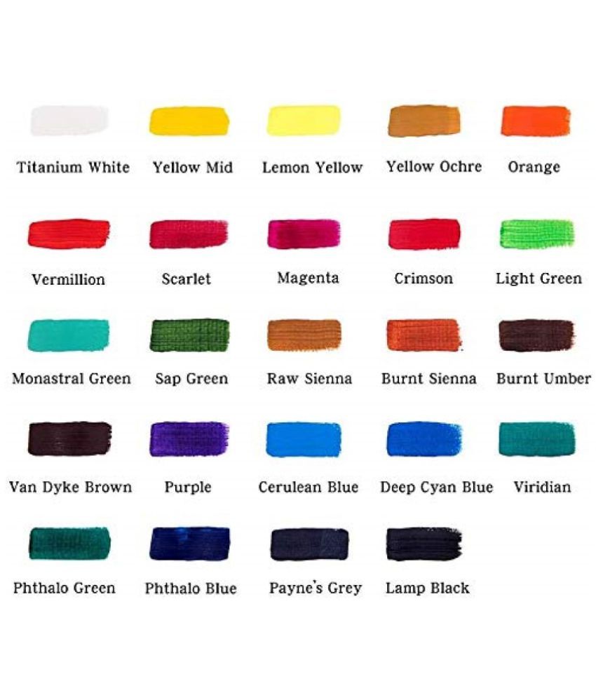 Mont Marte Acrylic Paint Set 24 Colours 36ml, Perfect for Canvas, Wood