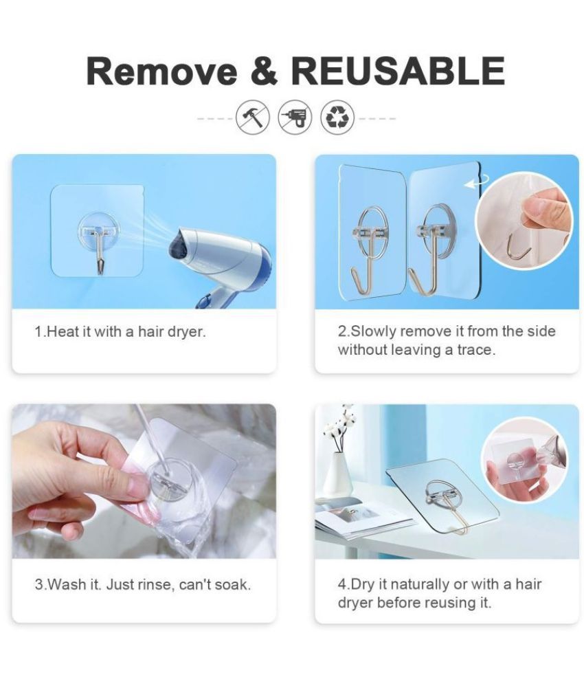 Self Adhesive Wall Hanging Hooks Storage Stools ( Pack of 20 ) Buy