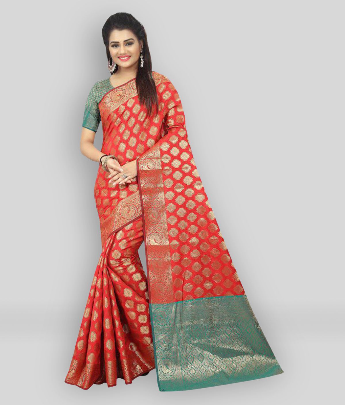     			Gazal Fashions - Red Silk Saree With Blouse Piece (Pack of 1)