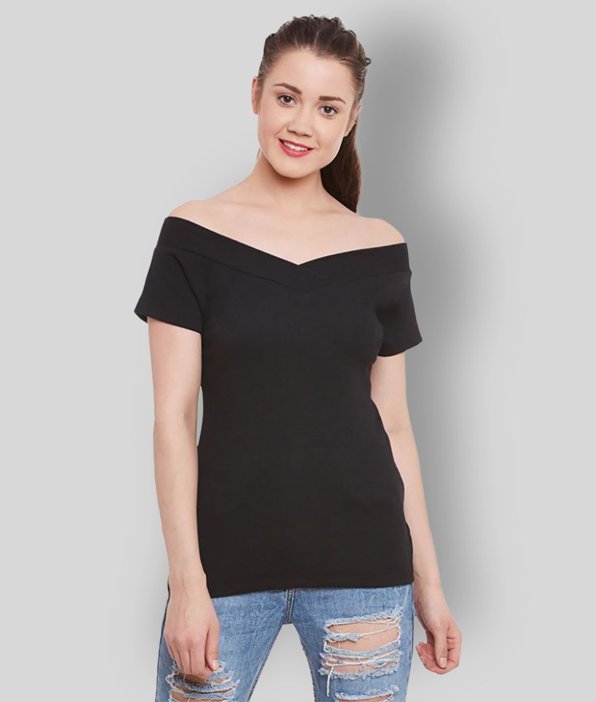     			Miss Chase - Black Cotton Women's Regular Top ( Pack of 1 )