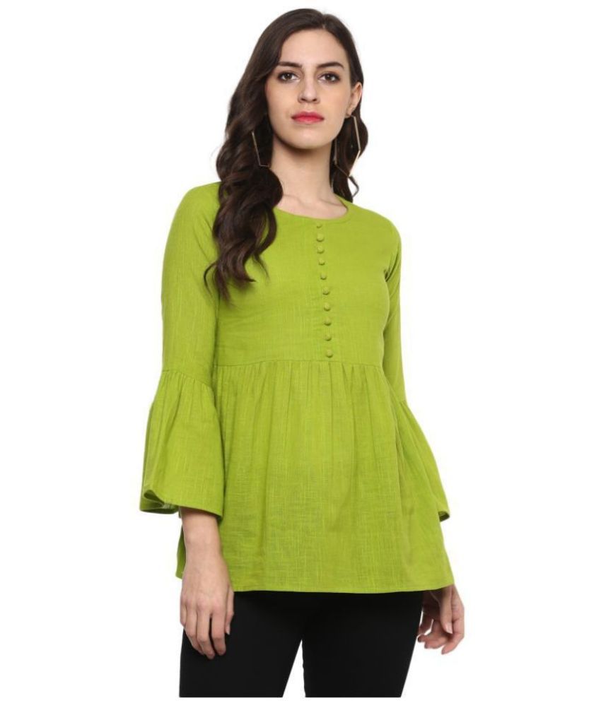     			Yash Gallery - Green Cotton Women's Empire Top ( Pack of 1 )