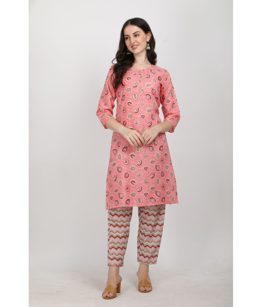     			Berrylicious - Pink Straight Cotton Women's Stitched Salwar Suit ( Pack of 1 )