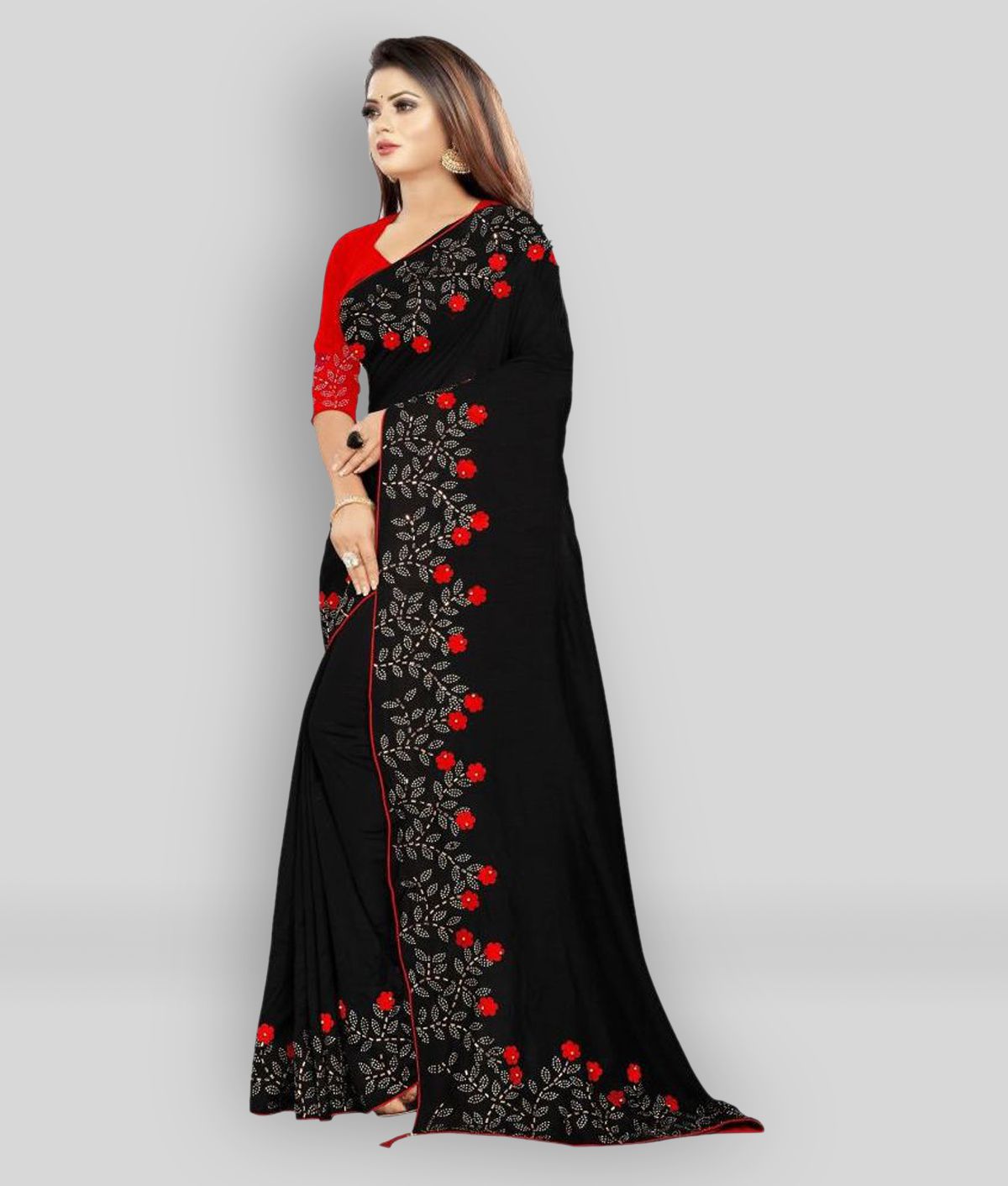 1200px x 1412px - Buy Gazal Fashions - Black Silk Saree With Blouse Piece (Pack of 1) Online  at Best Price in India - Snapdeal