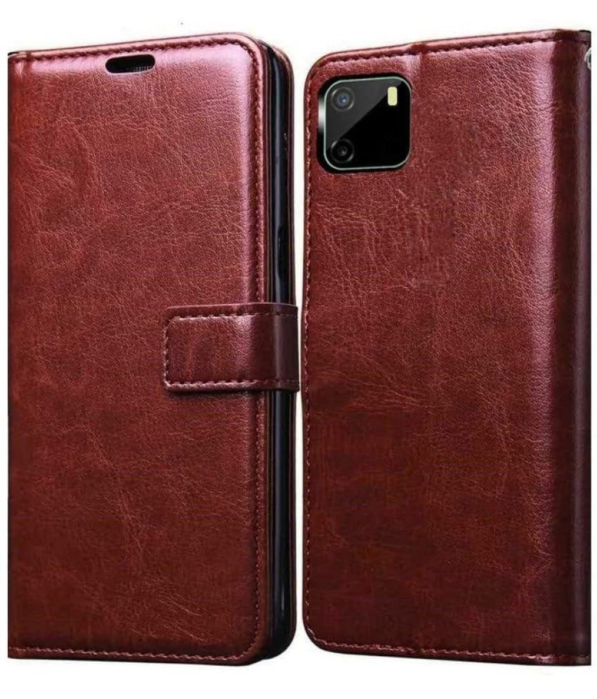     			Megha Star - Brown Flip Cover Compatible For Vivo Y15S ( Pack of 1 )