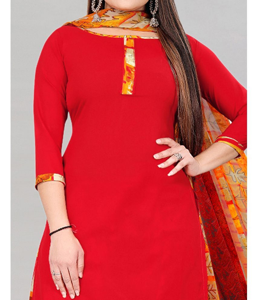 SIRIL Red Solid Unstitched Dress Material ( Pack of 1 ) Buy SIRIL