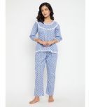 Clovia - Blue Cotton Women's Nightwear Nightsuit Sets ( Pack of 1 )