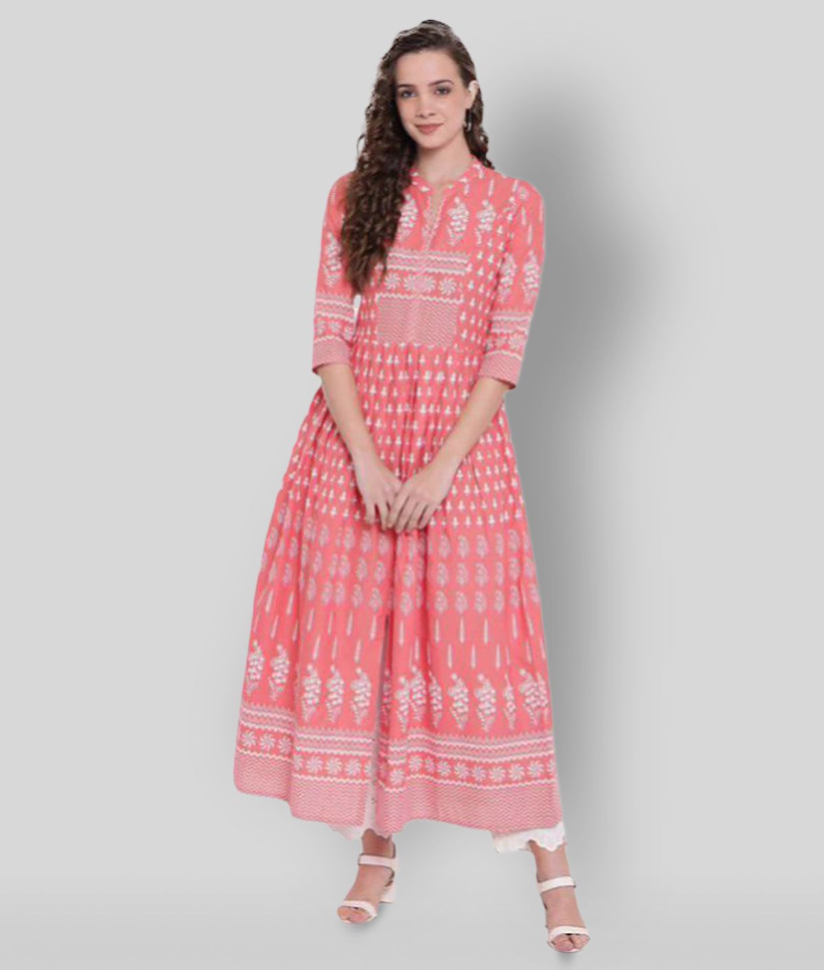     			Divena - Pink Cotton Women's Flared Kurti ( Pack of 1 )