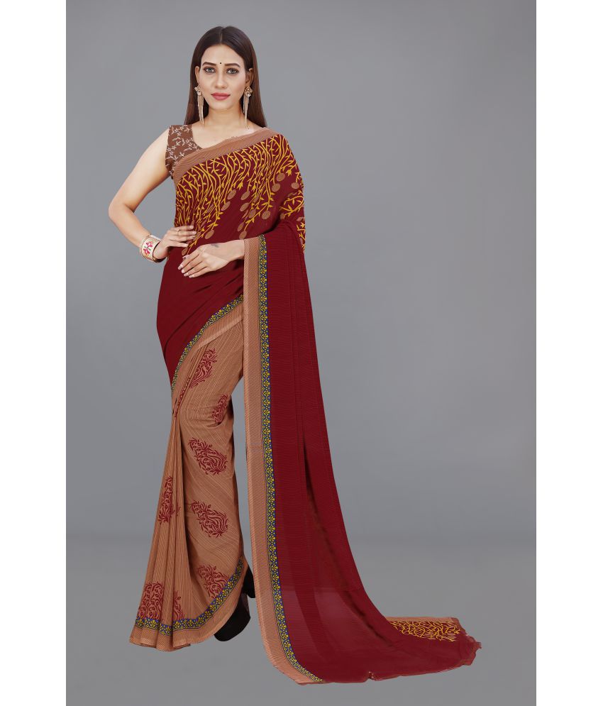    			Anand Sarees - Beige Georgette Saree With Blouse Piece ( Pack of 1 )