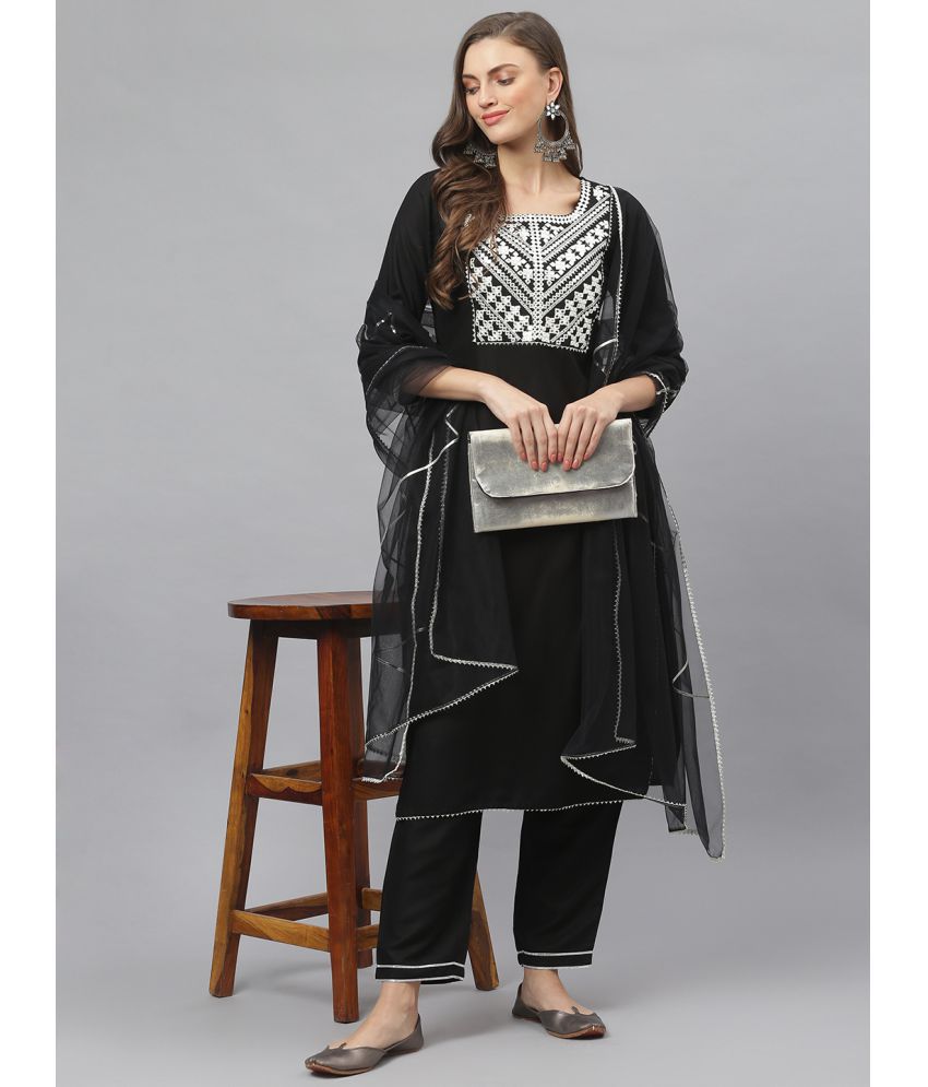    			Stylum - Black Straight Rayon Women's Stitched Salwar Suit ( Pack of 1 )