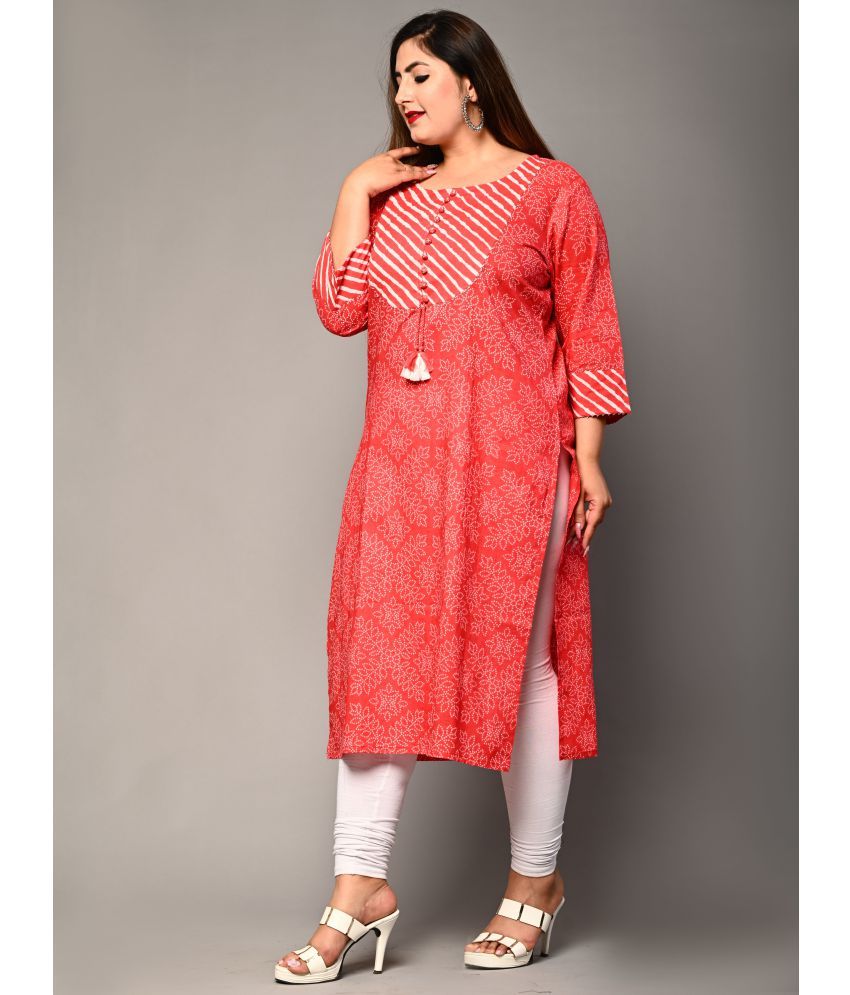     			Swasti - Red Cotton Women's Straight Kurti ( Pack of 1 )