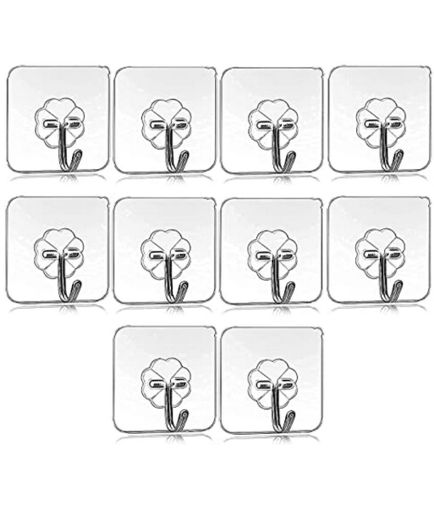     			Set of 10 Wall Hooks for Hanging Strong Sticker Sticky Heavy Duty Home Kitchen Bathroom Key Frame Holders