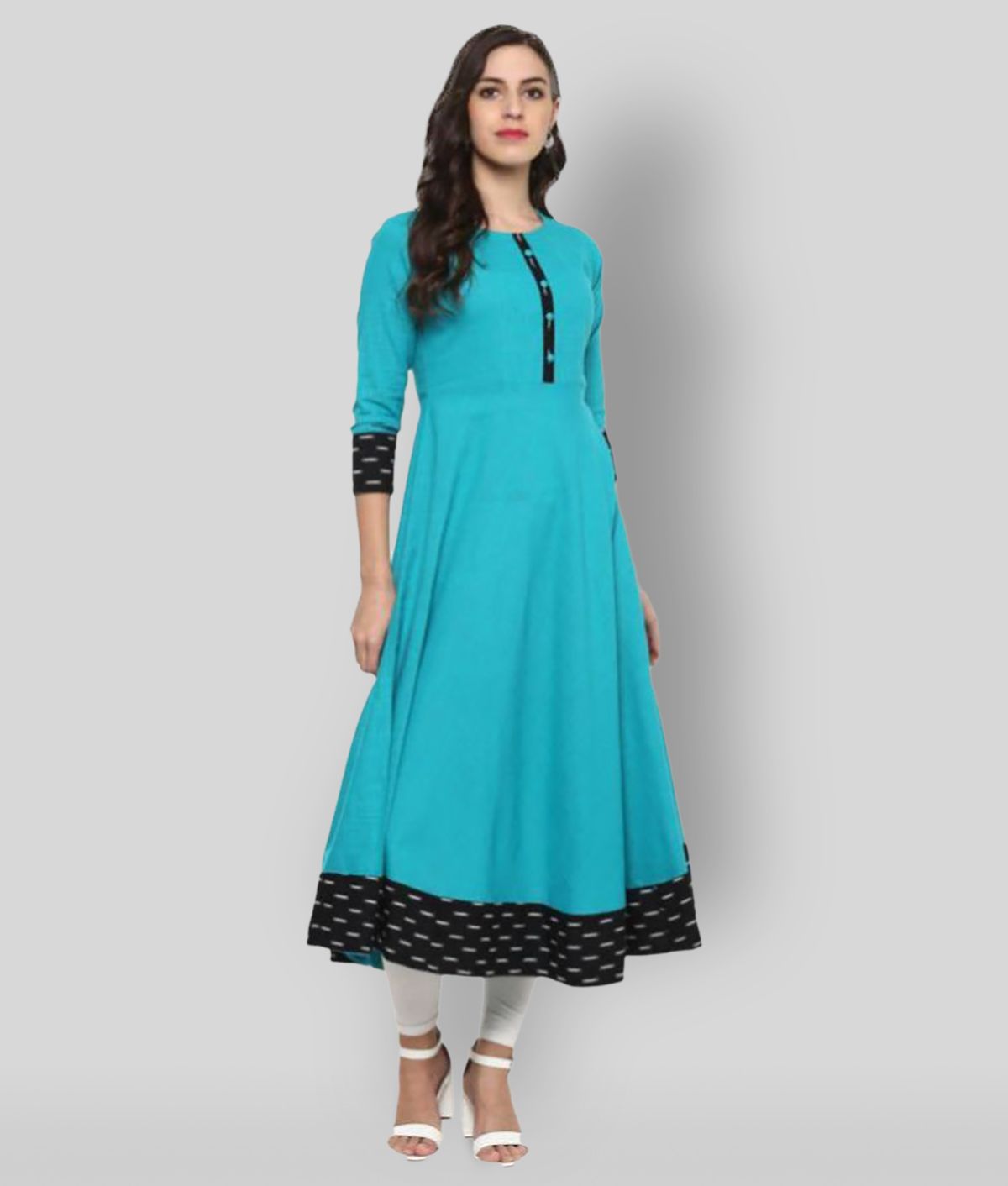     			Yash Gallery - Turquoise Cotton Women's Flared Kurti