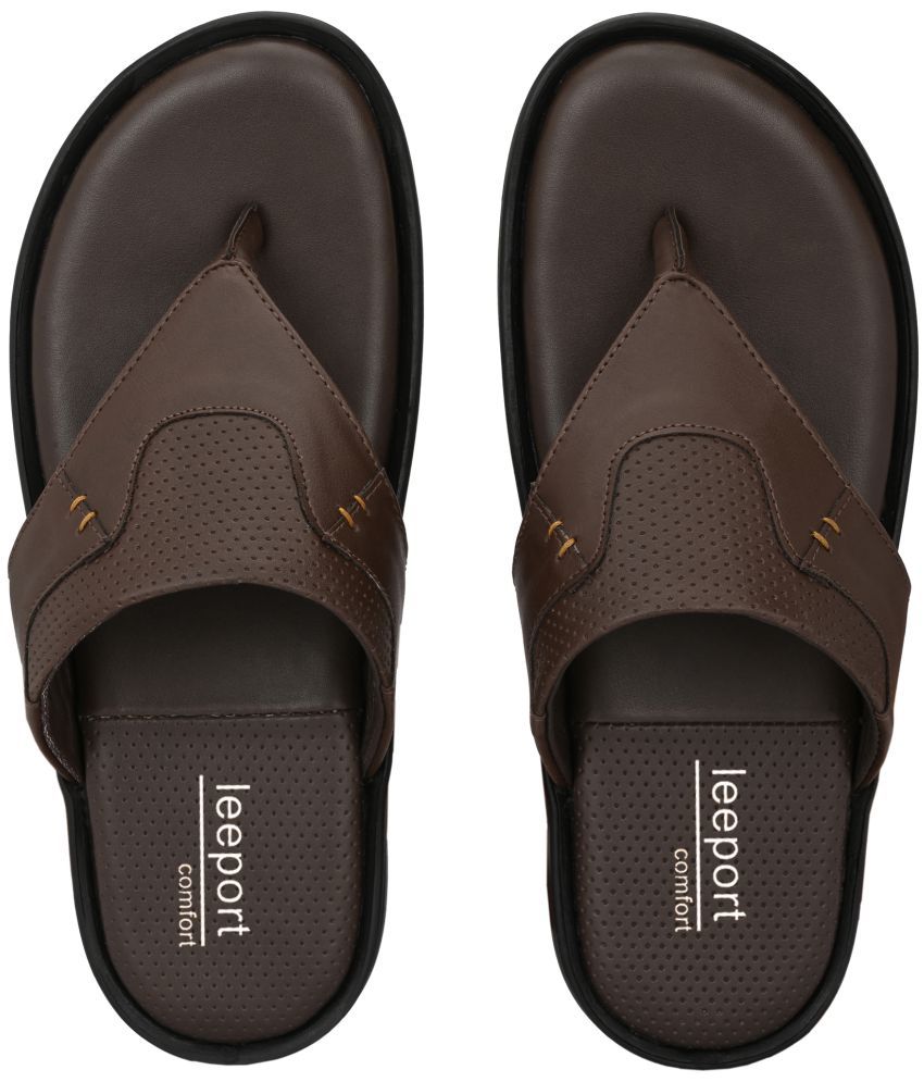     			Leeport - Brown Men's Leather Slipper