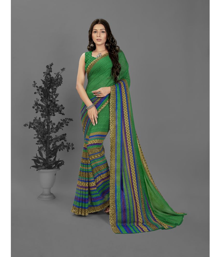     			ANAND SAREES - Green Georgette Saree With Blouse Piece ( Pack of 1 )
