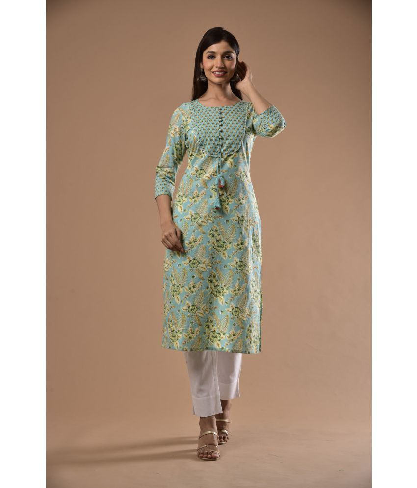     			Swasti - Green Cotton Women's Straight Kurti ( Pack of 1 )