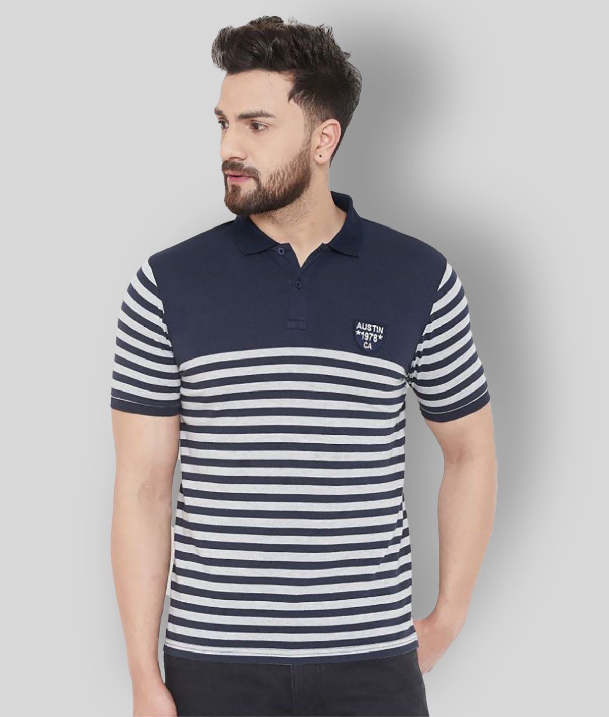     			AUSTIN WOOD - Navy Cotton Blend Regular Fit Men's Polo T Shirt ( Pack of 1 )