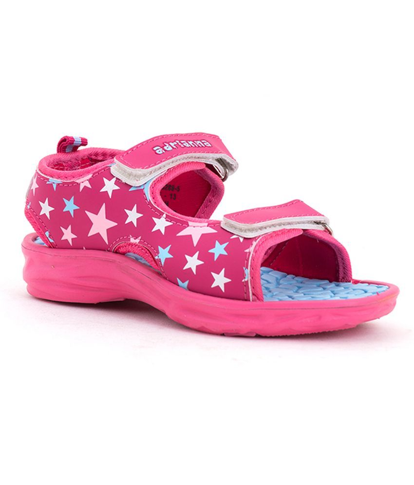     			Adrianna By KHADIM Synthetic Leather EVA Sole Print Pink Floaters For Girls