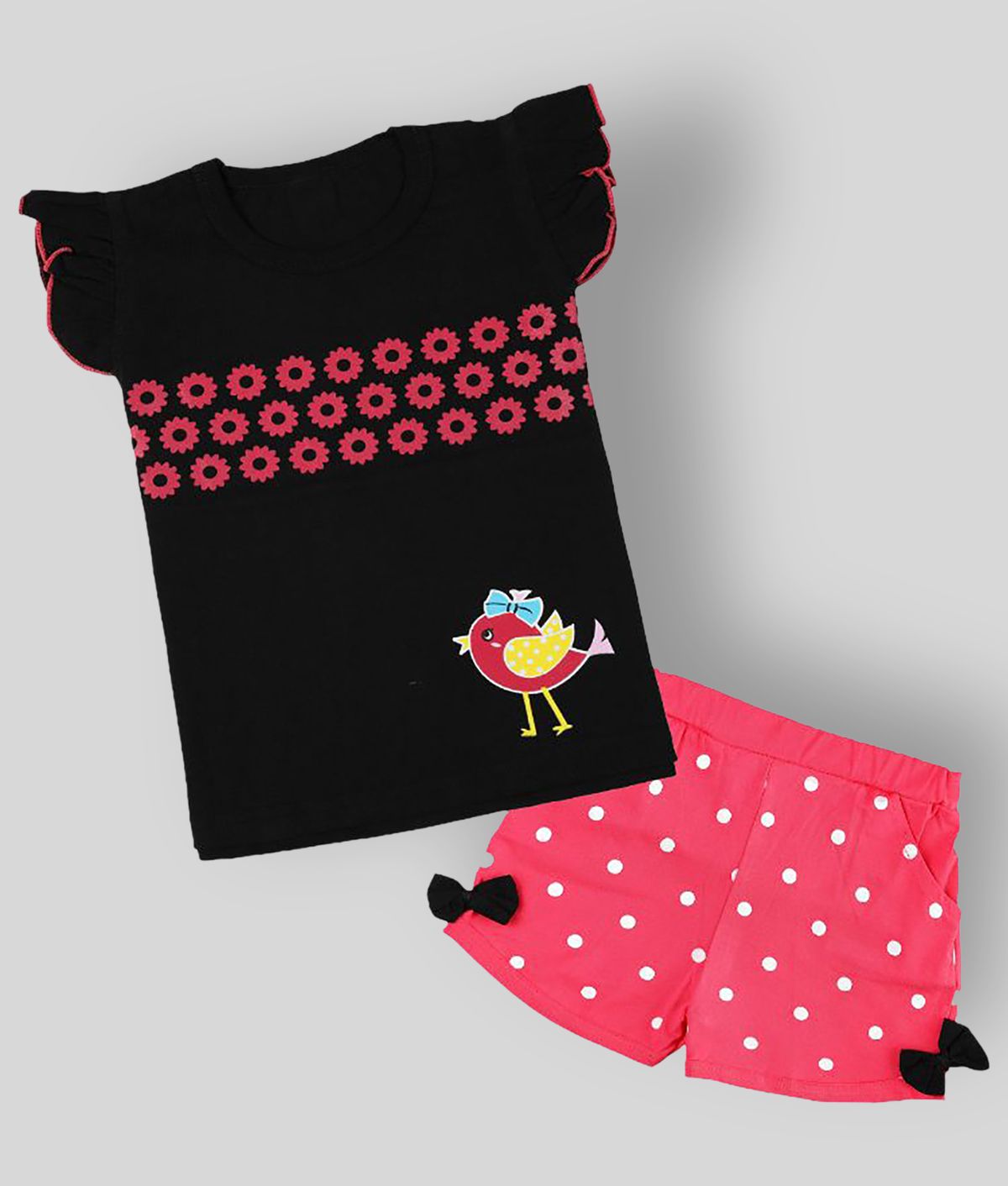     			CATCUB - Black Cotton Girl's Top With Shorts ( Pack of 1 )