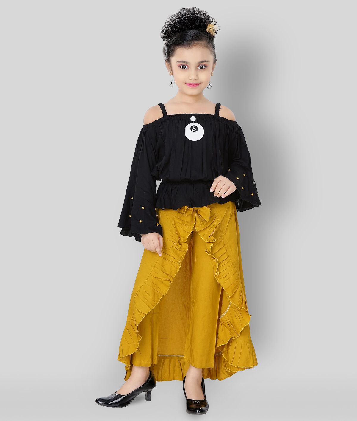     			Cherry Tree - Yellow Cotton Blend Girl's Top With Pants ( Pack of 1 )