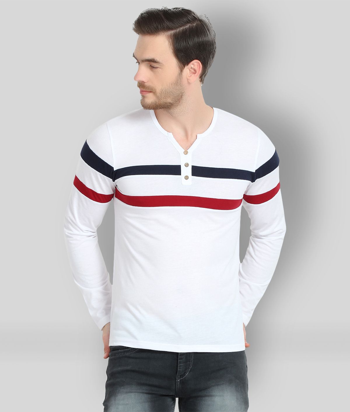     			Glito - White Cotton Blend Regular Fit Men's T-Shirt ( Pack of 1 )