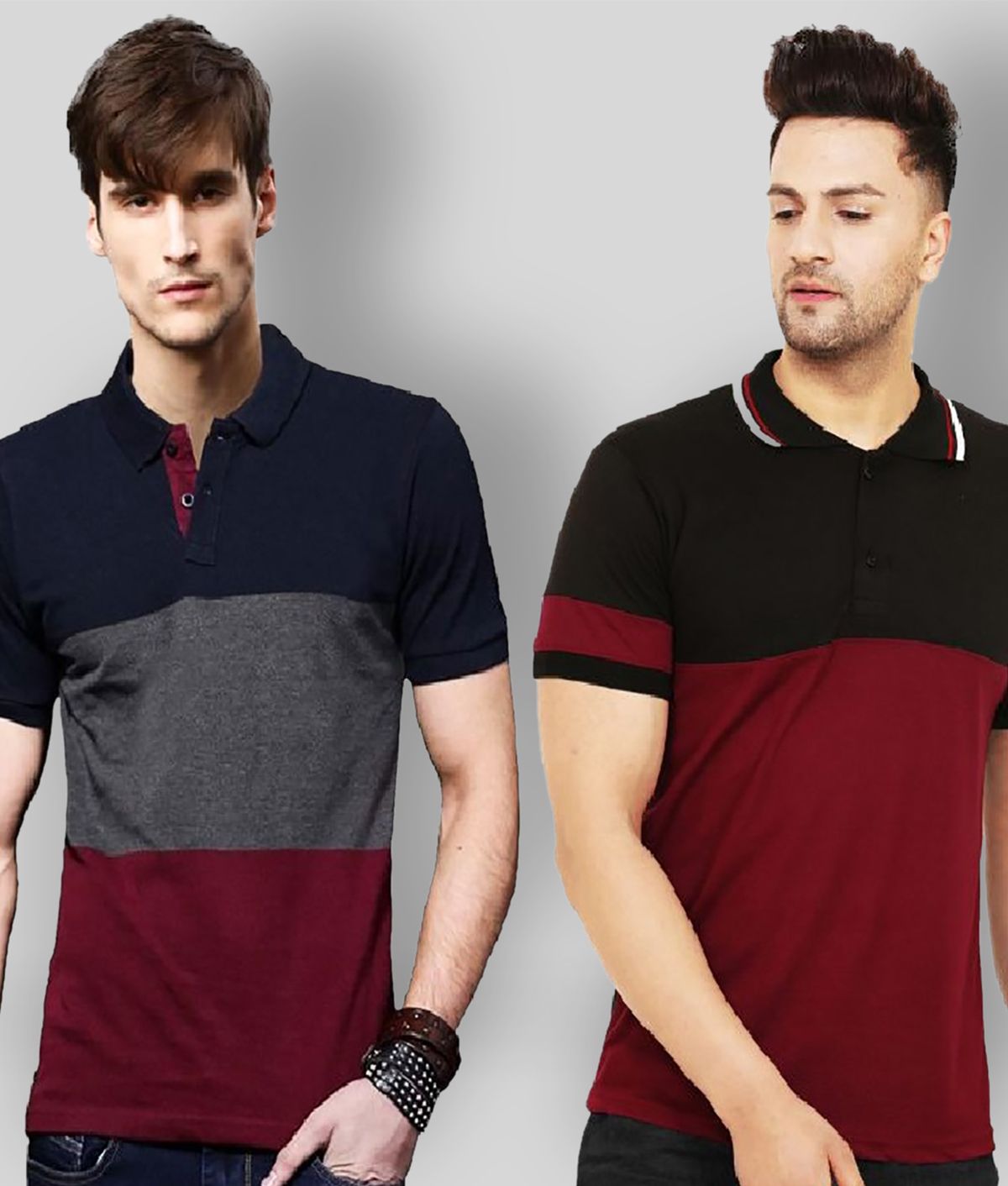     			Leotude - Multicolor Cotton Blend Regular Fit Men's Polo T Shirt ( Pack of 2 )