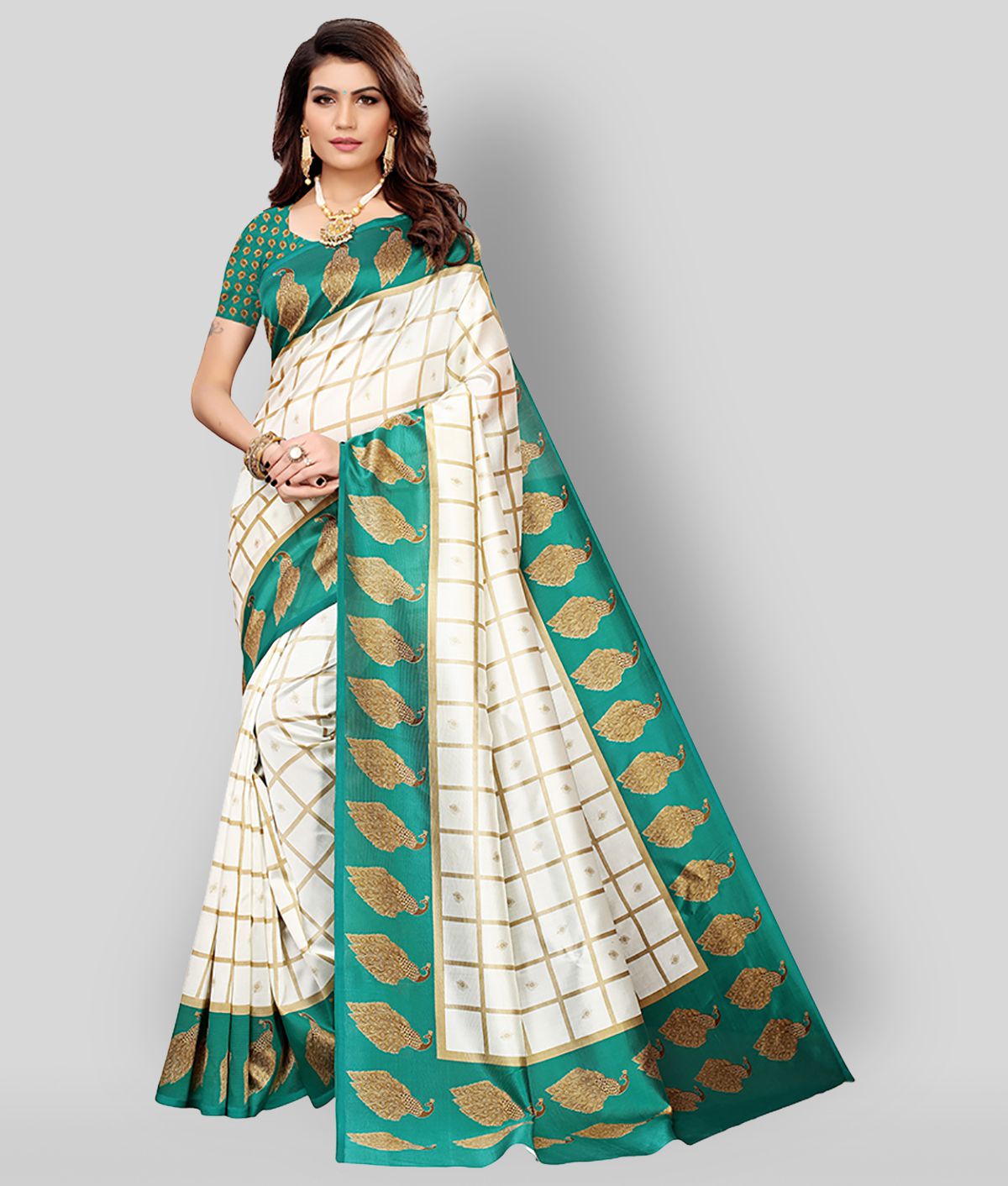 POSHYAA FASHION - Multicolor Silk Saree With Blouse Piece (Pack of 1)