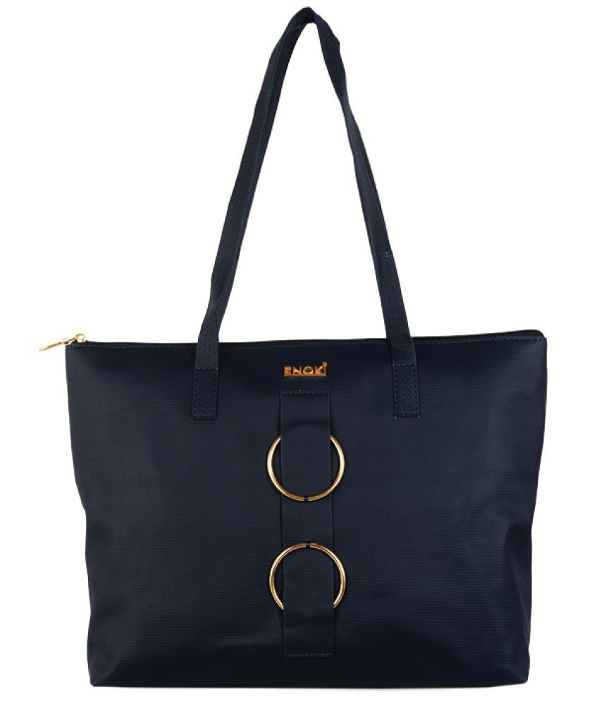     			Enoki - Blue Faux Leather Tote Bag