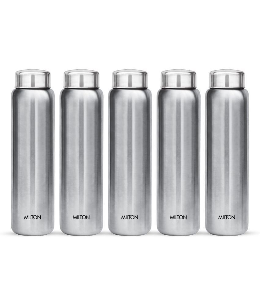     			Milton Aqua 1000 Stainless Steel Water Bottle, Set of 5, 950 ml Each, Silver